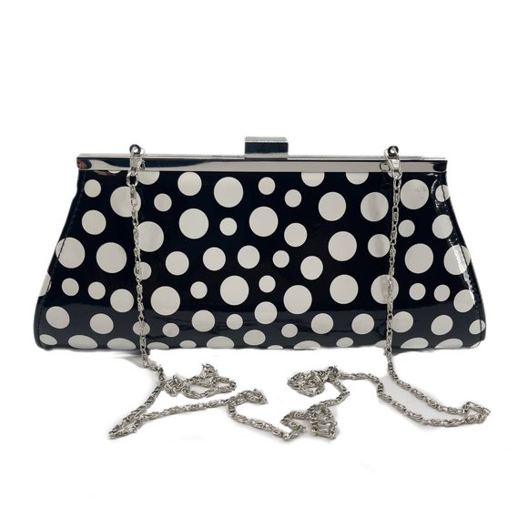 Neiman Marcus Blue Polka Dot Crossbody Bag | Silver Hardware - Picture 1 of 5